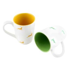 Yellow & Green Running Deer Decorative Handcraft Ceramic Coffee Mug